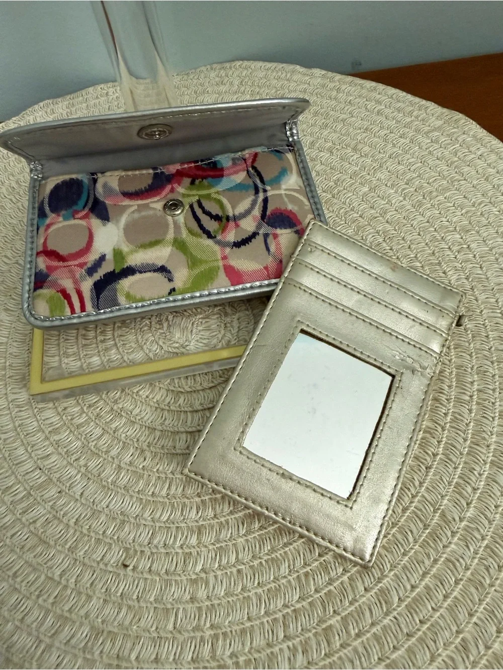 Coach Multicolor Signature Pop Ring Canvas Wristlet with Silver Trim